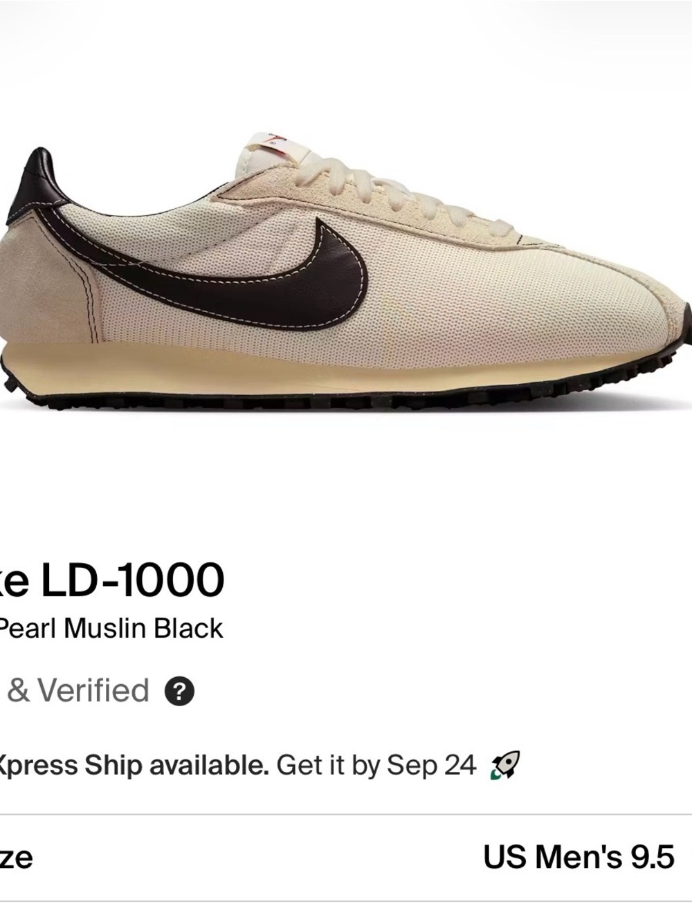 Nike LD-1000 Men’s Sneaker - Pearl Muslin & Black Swoosh